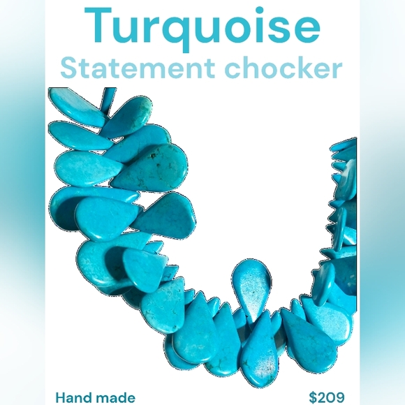 Real Turquoise chunky chocker necklace, one of a kind - handmade NWT - Picture 3 of 10